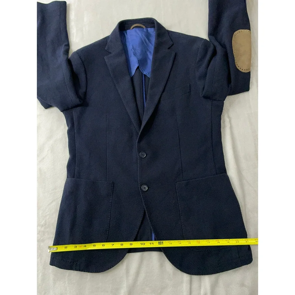 Il‎ Garbo Collection Angelico Blazer Mens 40 Tall Navy Blue Elbow Patches Coat